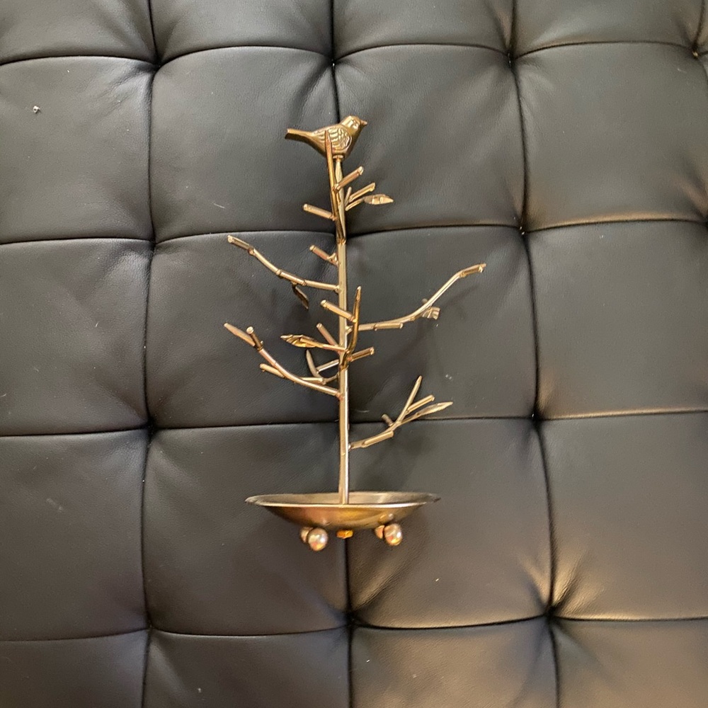 ❤️ Gold Tree w Bird Jewelry Holder